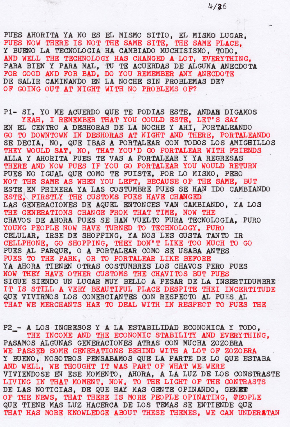 First page of the typed testimony