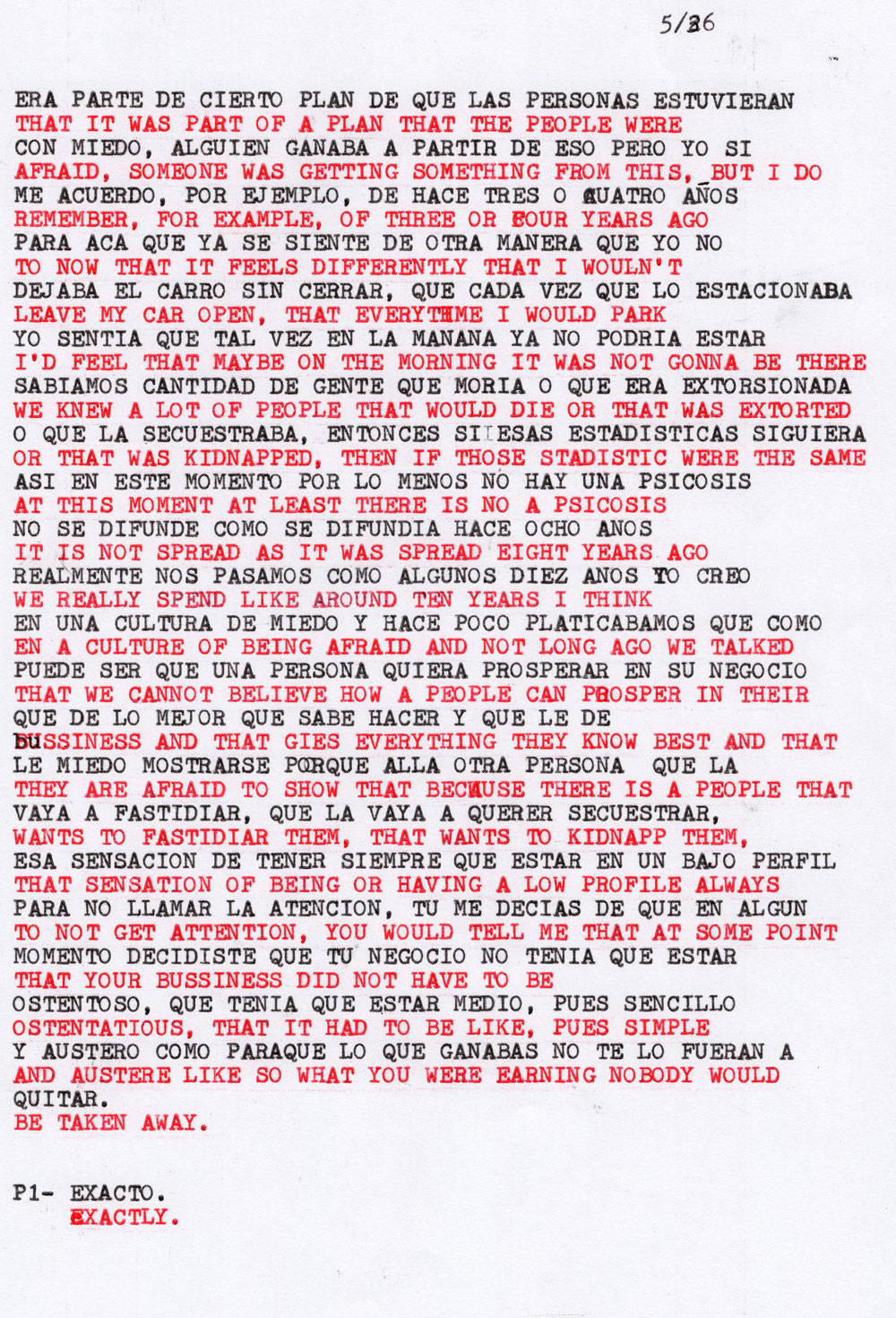 Second page of the typed testimony